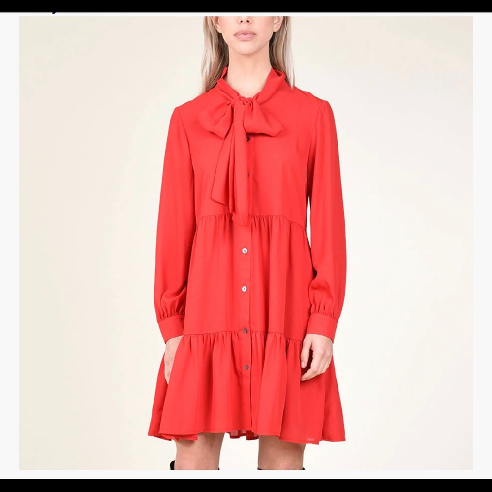 New dress, Never worn, sheer sleeves, Fully lined, Buttoned sleeves cuffs